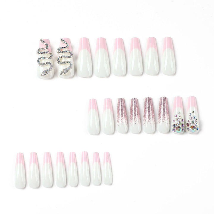 Artful Nail Extensions with Glitter and Rhinestone Decorations Stornfield