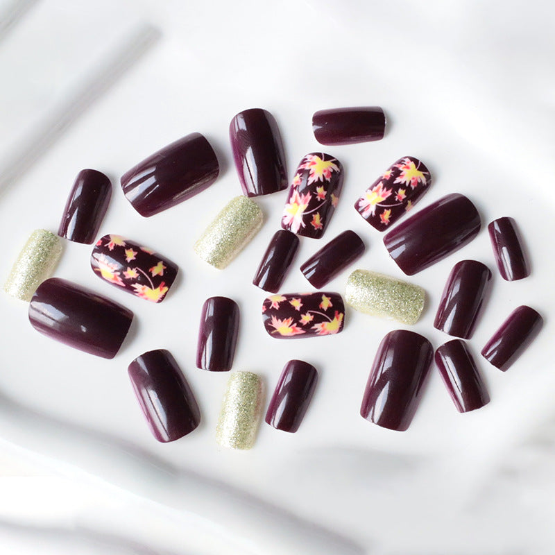 Decorative Fall-Themed Acrylic Nail Enhancements Stornfield