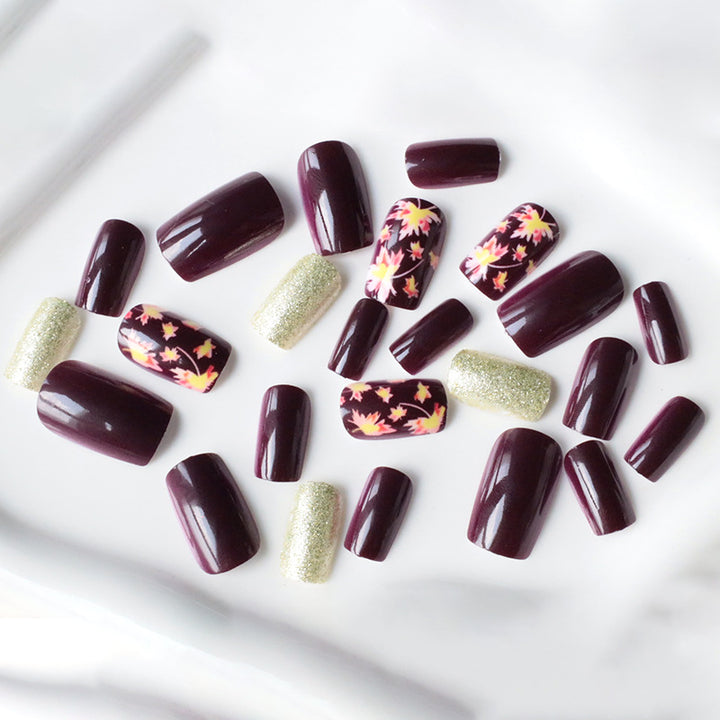 Decorative Fall-Themed Acrylic Nail Enhancements Stornfield