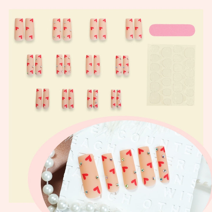 Decorative Heart Pattern Press-On Nails Kit Stornfield