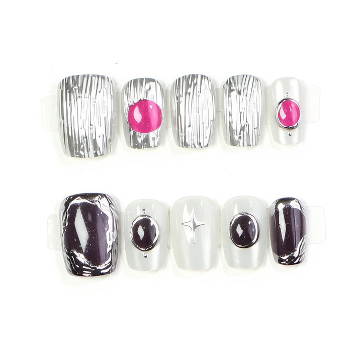 Artistic Textured Press-On Nail Set Stornfield