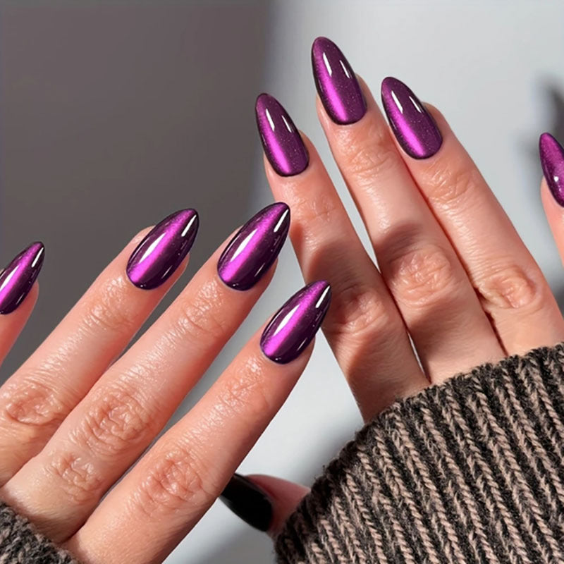 Reflective Long-Stiletto Press-On Nails