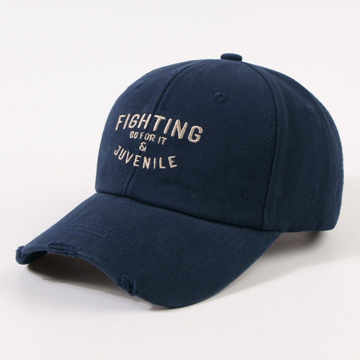 Women's Distressed Cotton Cap with Motivational Embroidery Stornfield