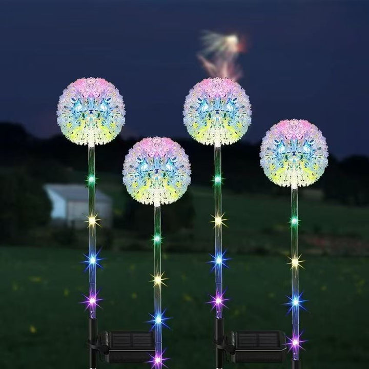 Dandelion-Inspired Solar Garden Stake Lights With Integrated Solar Panel And Dual Floral Globes Stornfield