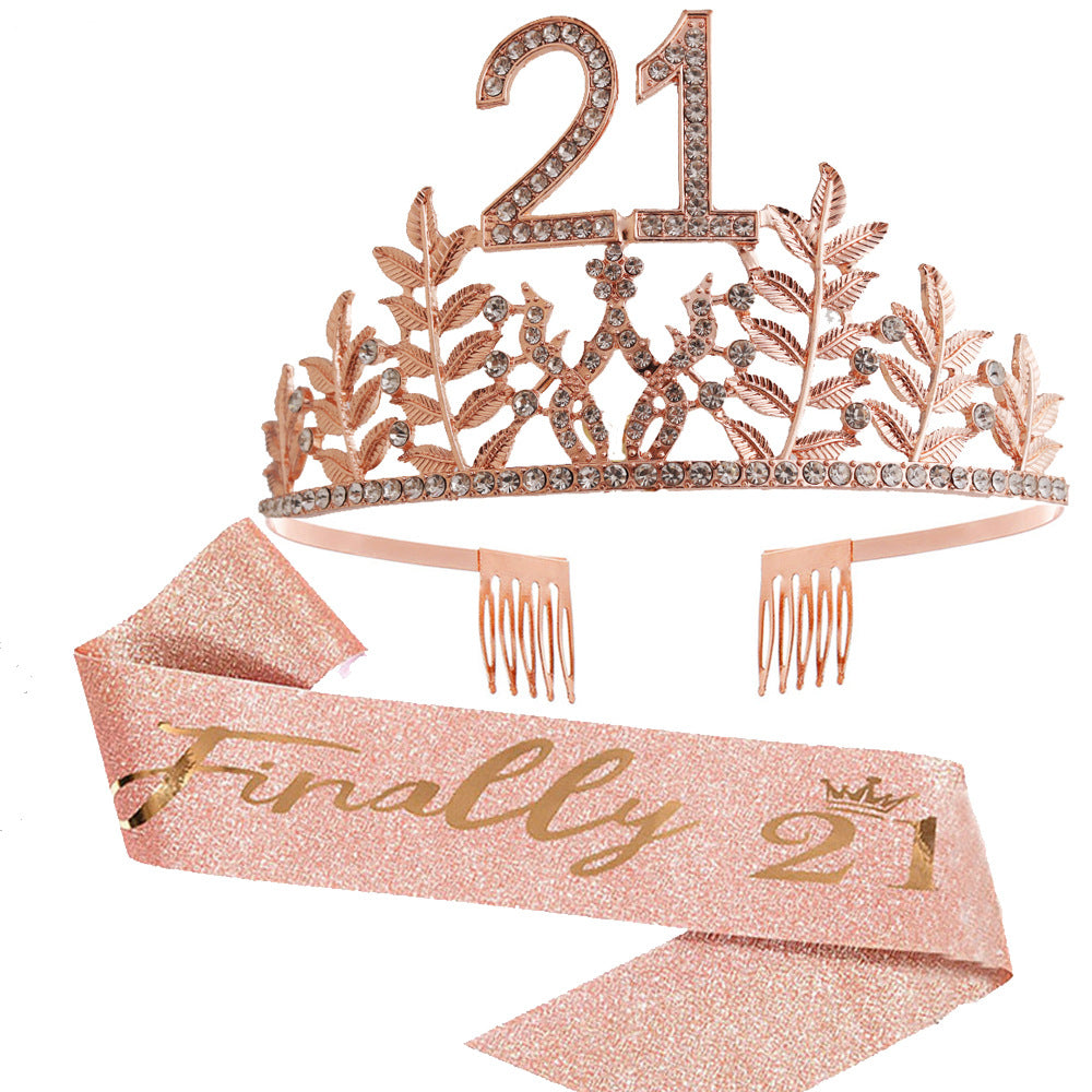 Women's Glamorous Birthday Crown with Shining Rhinestones Stornfield
