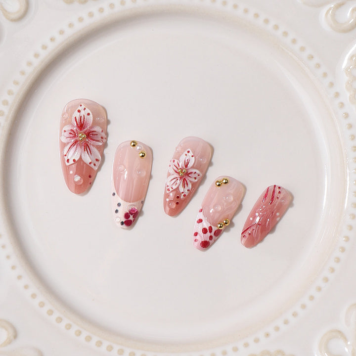 Premium Decorative Floral Press-On Nail Tips Stornfield