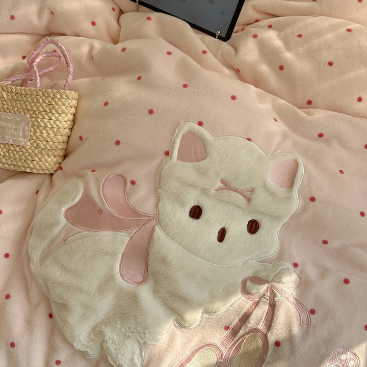 Plush Cartoon-Themed Duvet Cover Set