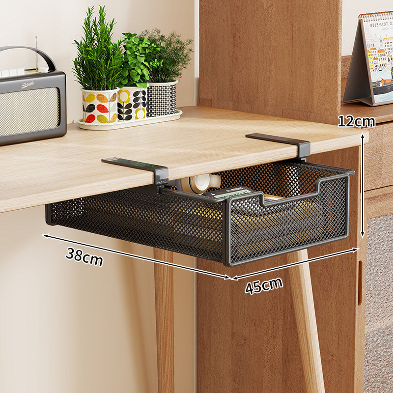 Clamp-On Under-Desk Ventilated Mesh Storage Drawer Organizer