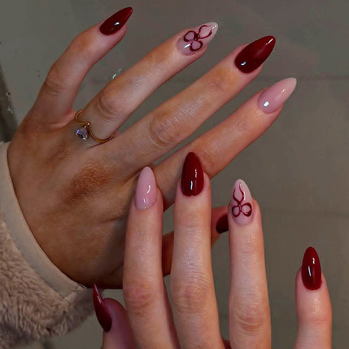 Artificial nail set with elegant bow and glitter accents Stornfield 1789119024