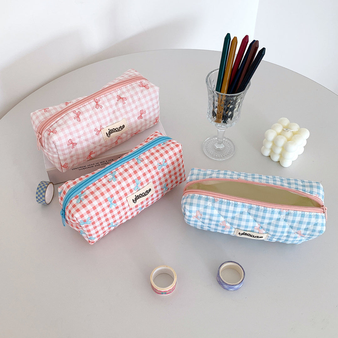 Quilted Cosmetic Pencil Case