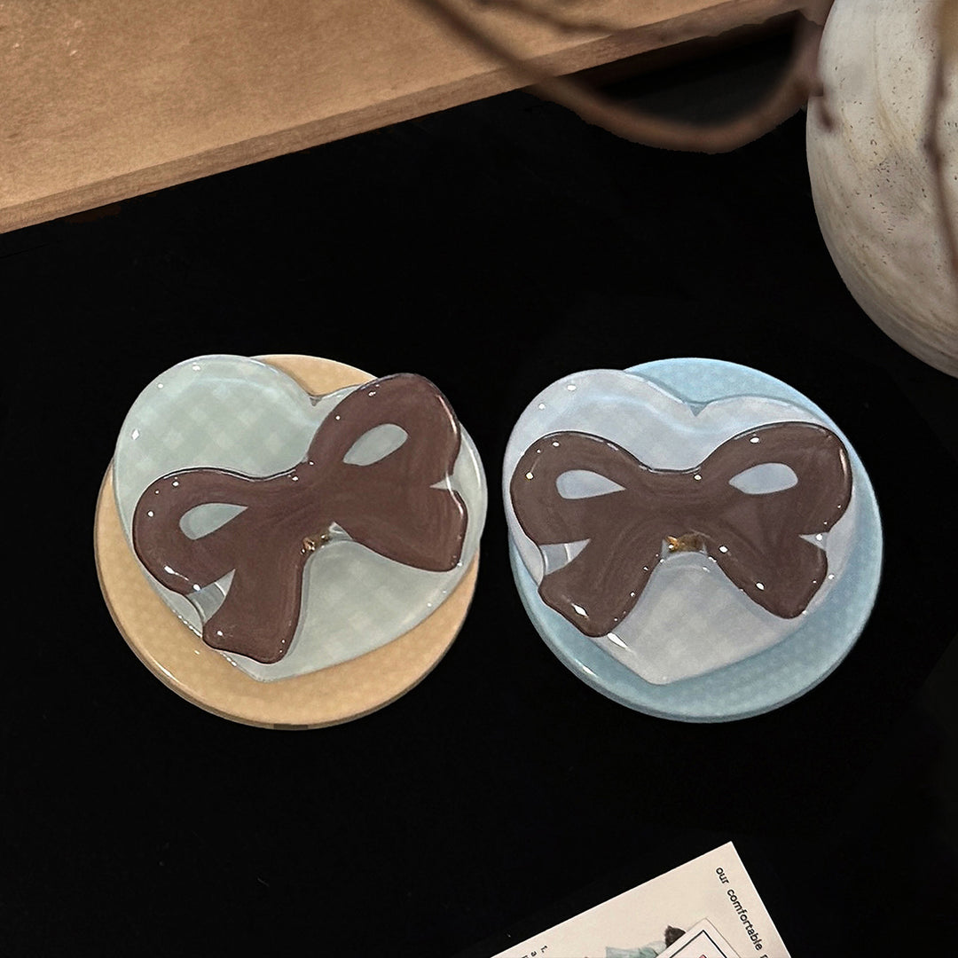 Decorative ceramic coaster with bow motif Stornfield