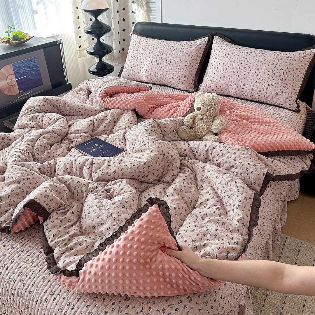 Plush Minky Dot Quilted Comforter Set