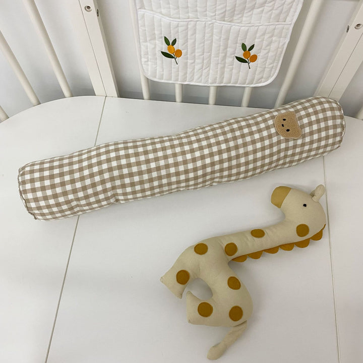 Long Gingham Nursery Bolster Pillow for Crib Support