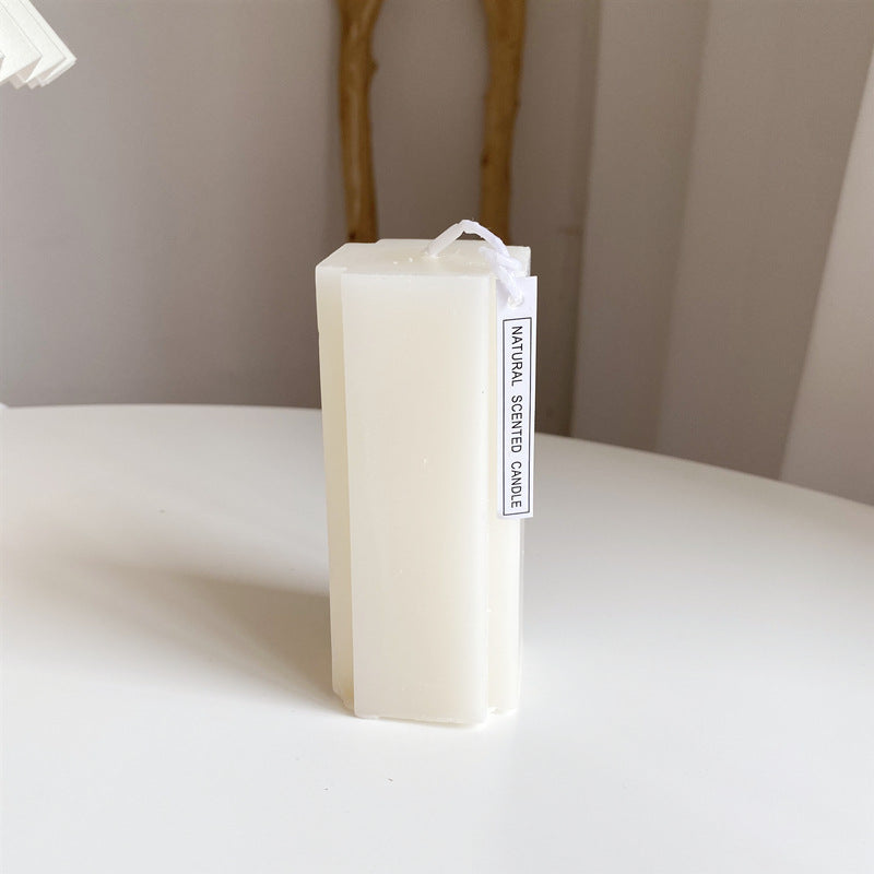 Hand-Poured Geometric Column Scented Soy Pillar Candle