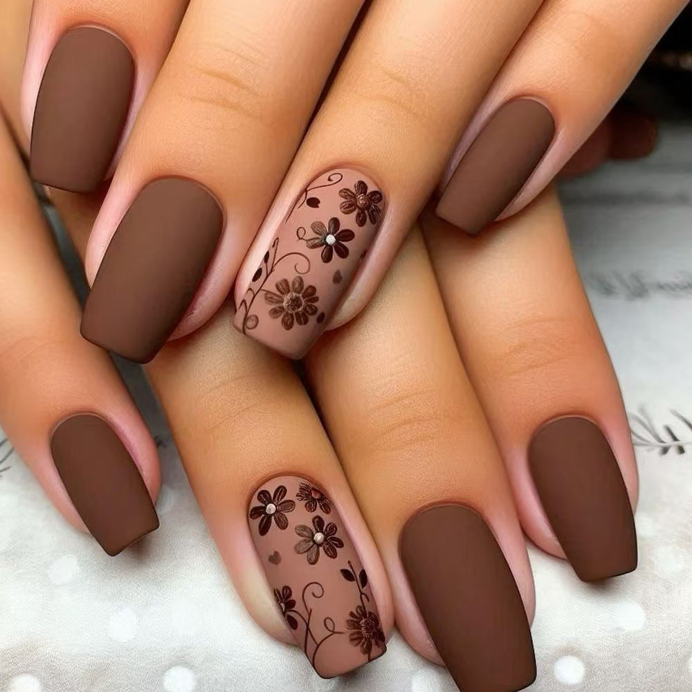 Floral Textured Press-On Nails Stornfield