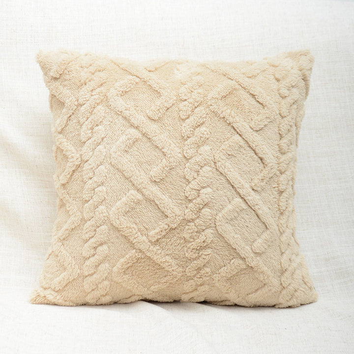 Plush Textured Sherpa Square Throw Pillow Cover with Geometric Tufting