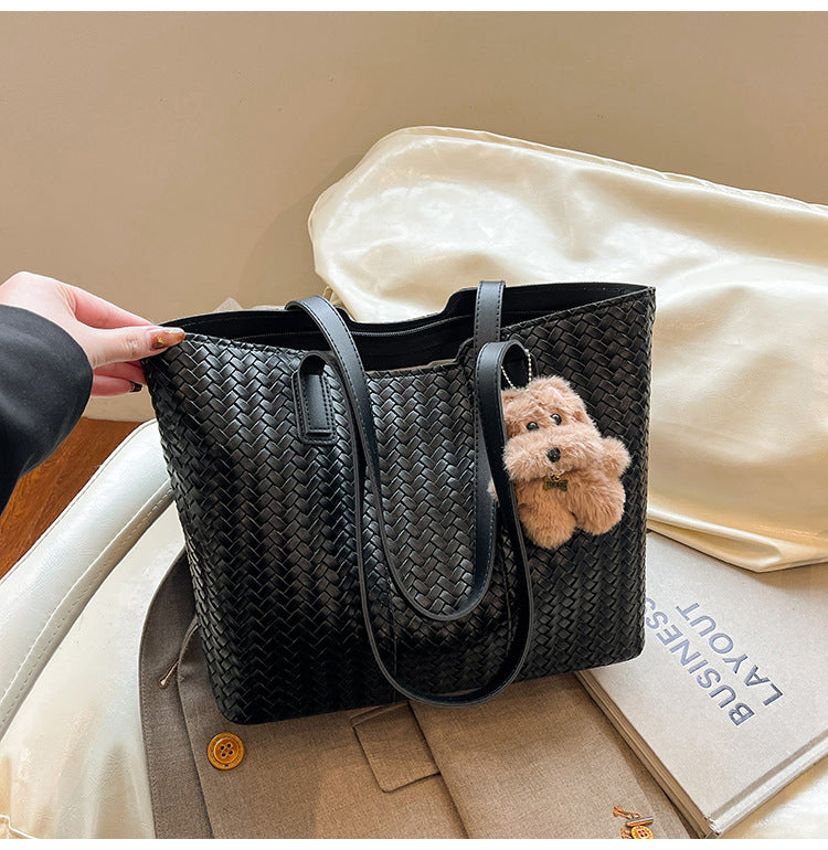 Woven Leather Shoulder Tote Bag Stornfield