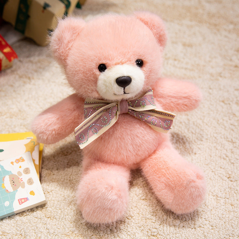 Plush Sitting Collectible Bear with Embroidered Smile, Crystal-Accent Ribbon Bow & Ultra-Soft Faux-Fur Plush Stornfield