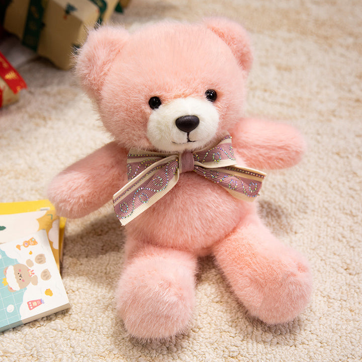 Plush Sitting Collectible Bear with Embroidered Smile, Crystal-Accent Ribbon Bow & Ultra-Soft Faux-Fur Plush Stornfield