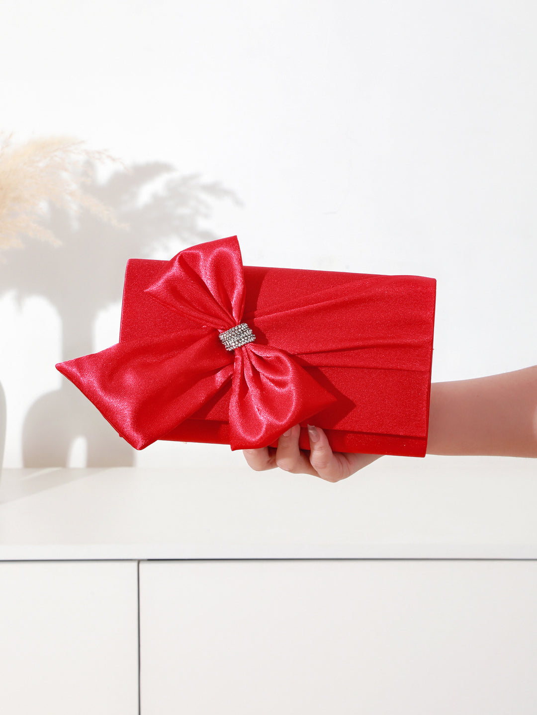 Luxe Satin Bow Clutch Bag
