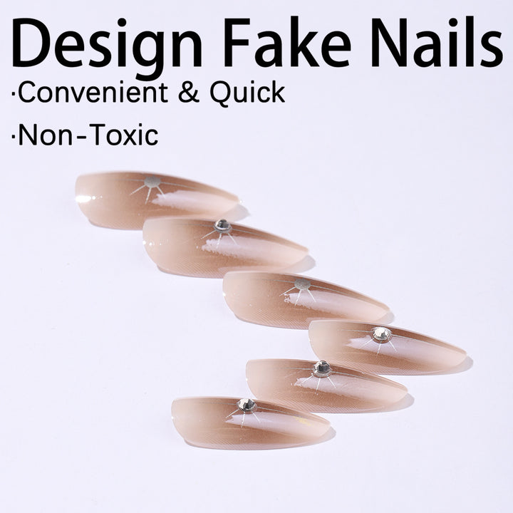 Nail set with elegant rhinestone accents and contoured design Stornfield