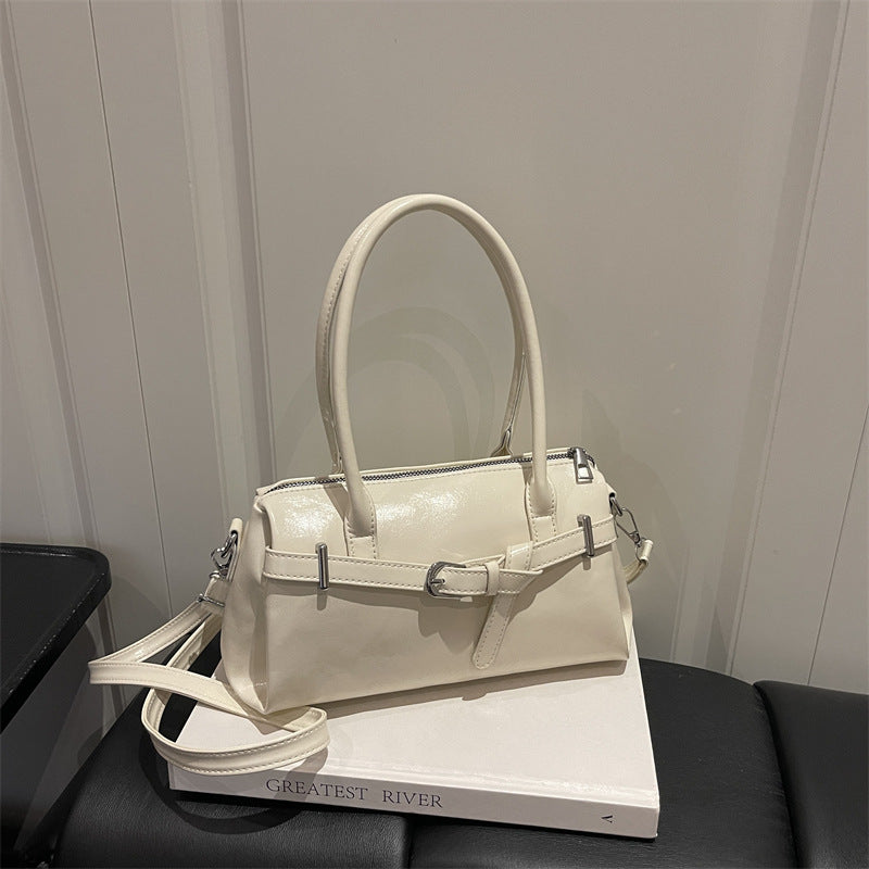 Glossy Accent Structured Handbag