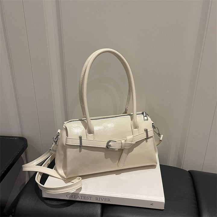 Glossy Accent Structured Handbag