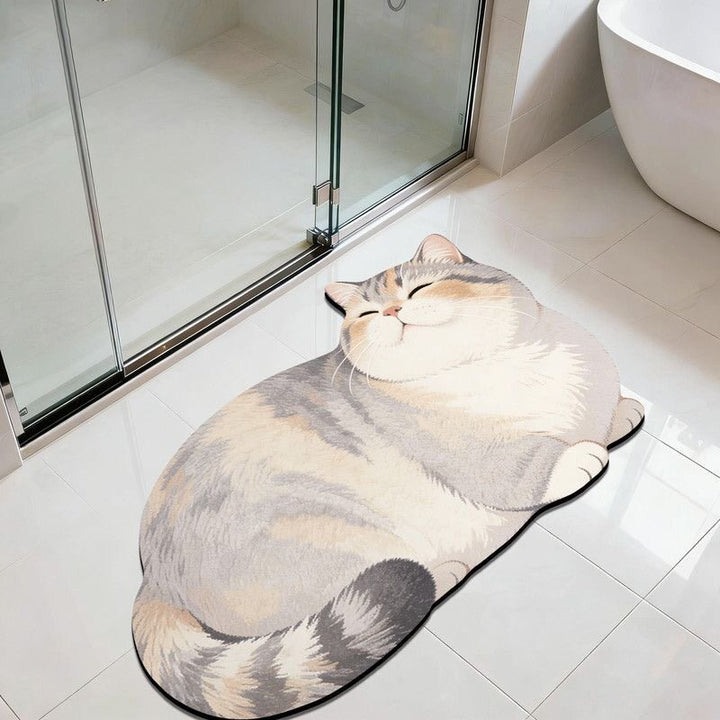 Cat-Shaped Plush Bath Mat