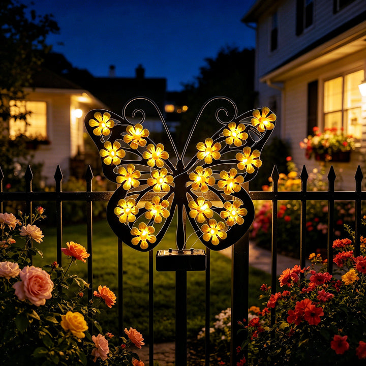Decorative LED Butterfly Wall Light With Floral Micro-LED Accents And Battery-Powered Control Stornfield