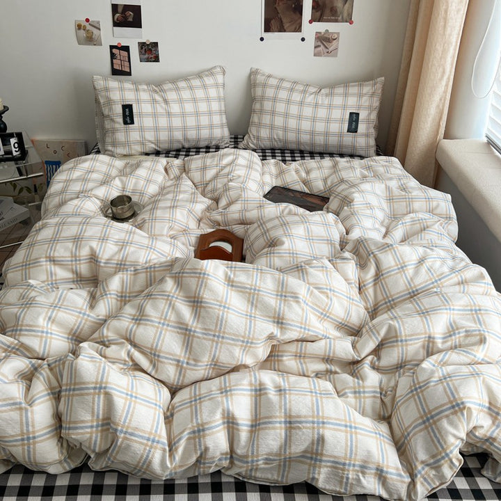 Premium Plaid Cotton Comforter Set