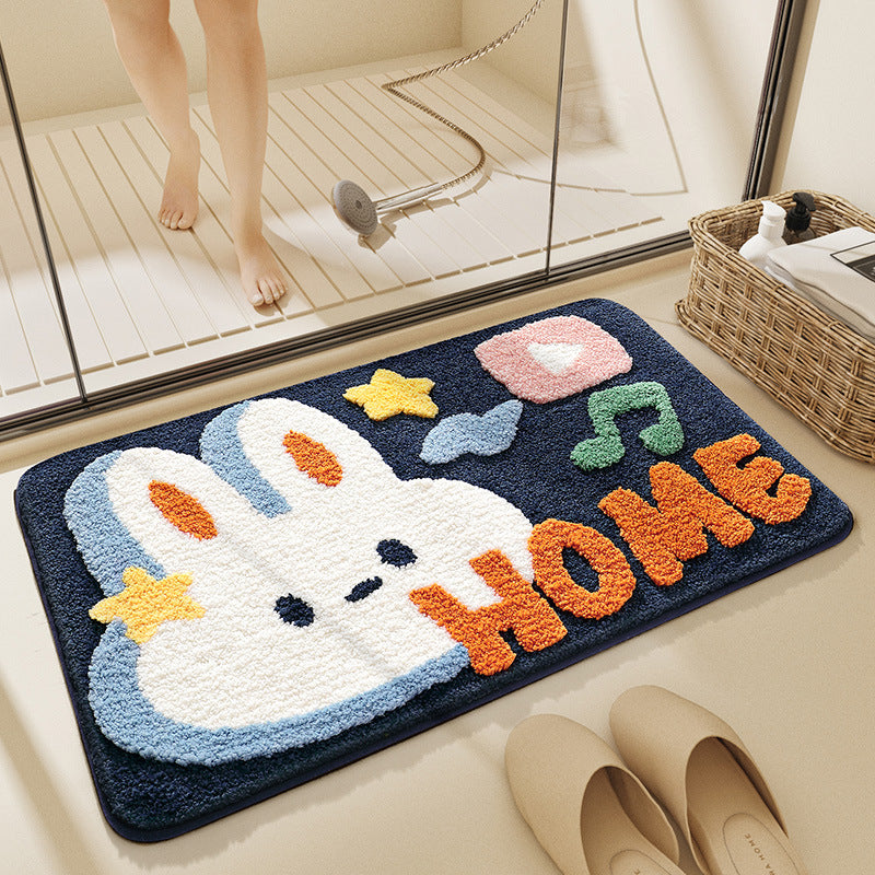 Plush Cartoon Cat Bath Mat