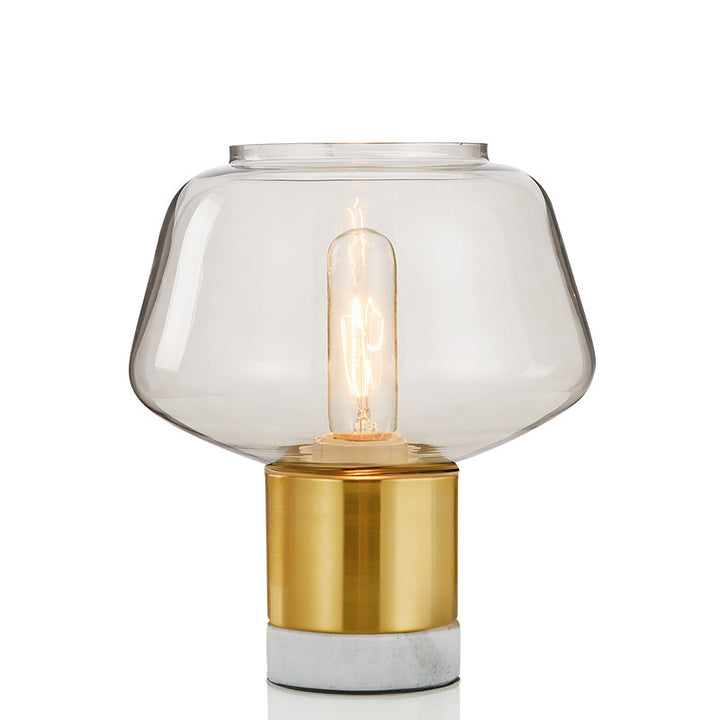 Geometric Glass Table Lamp with Brass and Marble Base