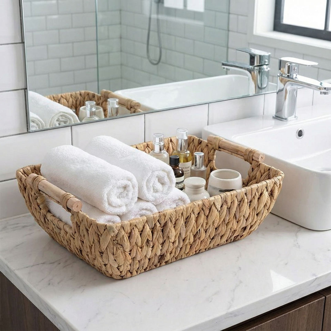 Decorative storage basket made of natural materials Stornfield