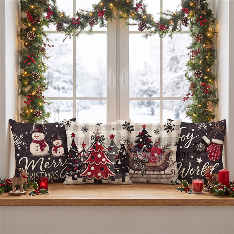 Rustic Christmas Sleigh Decorative Throw Pillow