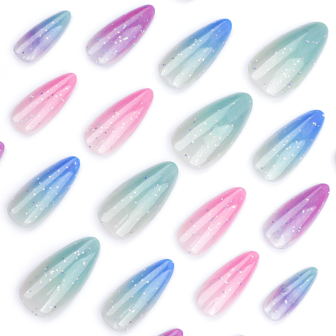 Artful Nail Extensions with Glitter Gradients Stornfield