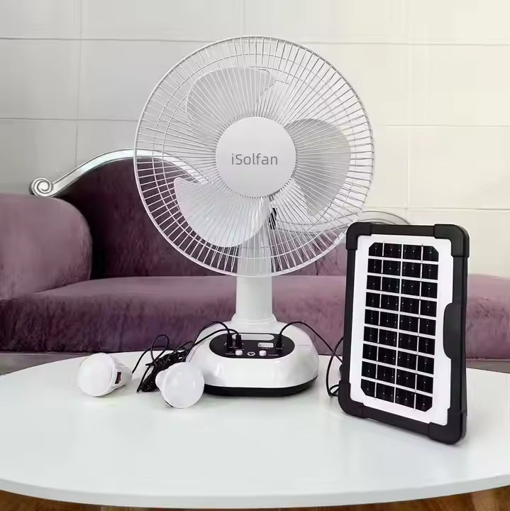 Women's portable solar fan with USB charging function and LED lighting Stornfield