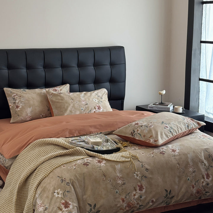 Floral Reversible Cotton Sateen Duvet Cover Set