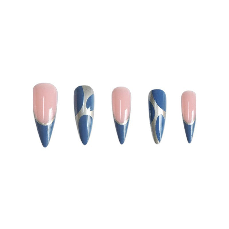 Stiletto Press-On Nail Art Extensions with Geometric Design Stornfield