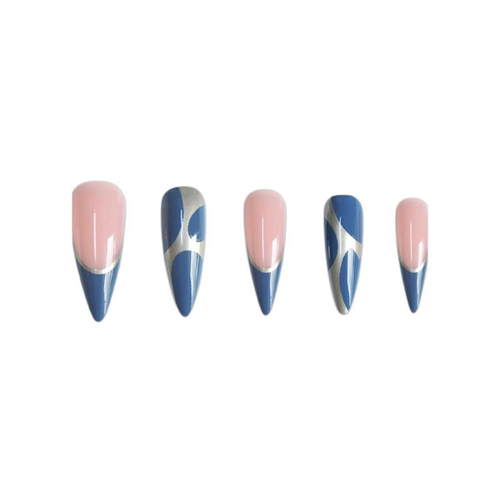 Stiletto Press-On Nail Art Extensions with Geometric Design Stornfield