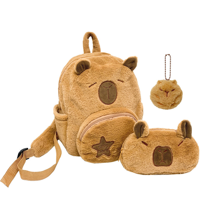 Plush backpack with animal motif and practical compartments Stornfield