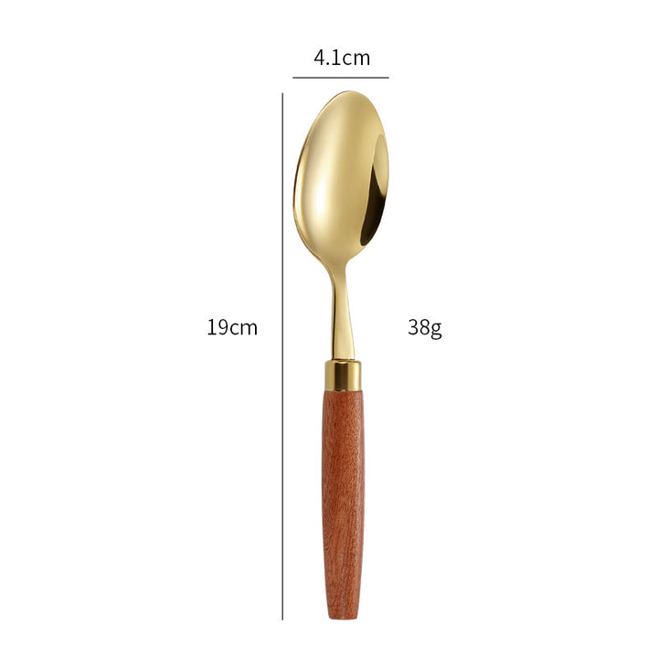 Elegant dessert spoon with ergonomic wooden handle Stornfield
