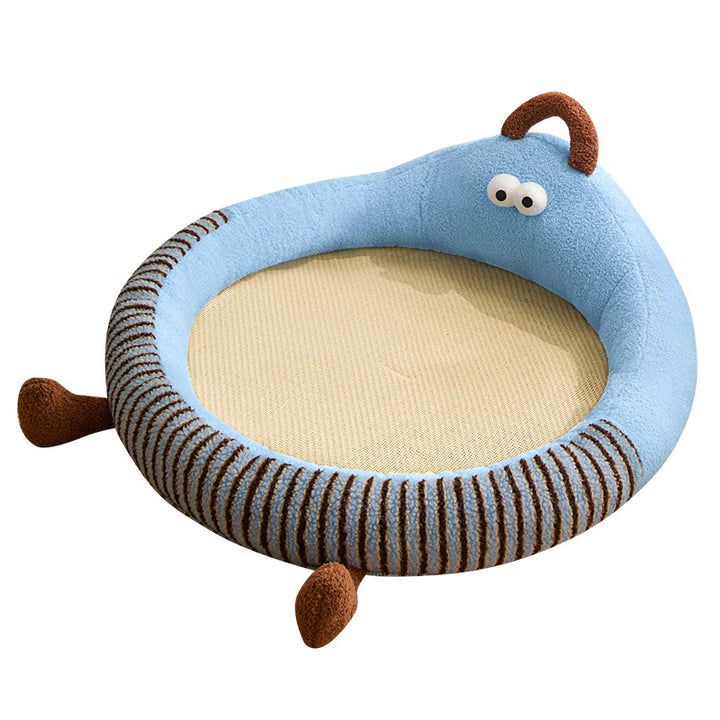 Unisex nan round padded cat and small dog bed with raised edge and sisal sleeping area Stornfield