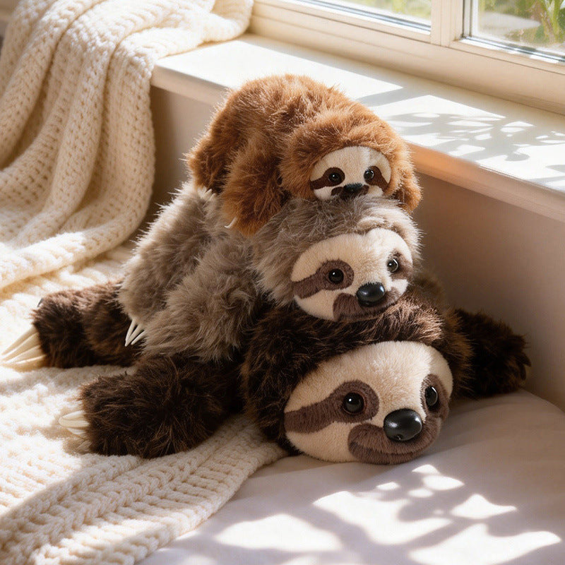 Lifelike Lying Sloth Plush Cushion Toy with Ultra-Soft Faux Fur and Cuddly Filling Stornfield