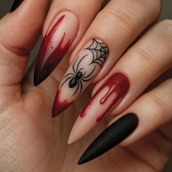 Gothic Halloween-Themed Stiletto Nail Art Extensions Stornfield 1789713400