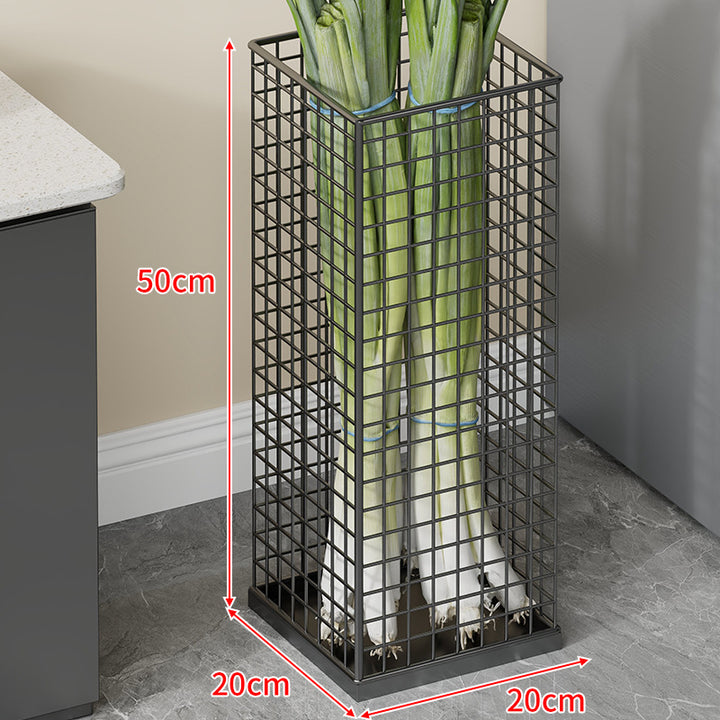 Vertical Metal Produce Storage Tower with Detachable Side Basket