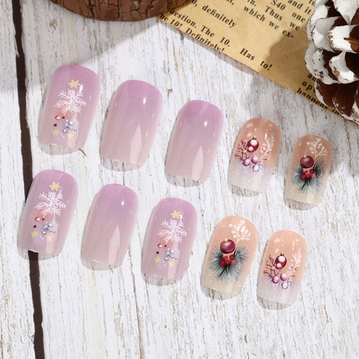 Artificial nails in festive winter design Stornfield