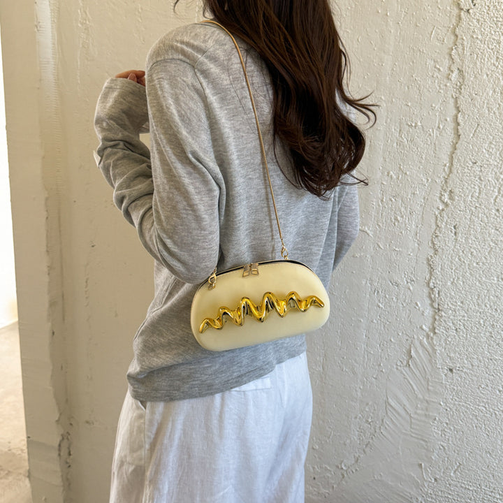 Artistic Wavy Detail Clutch Bag