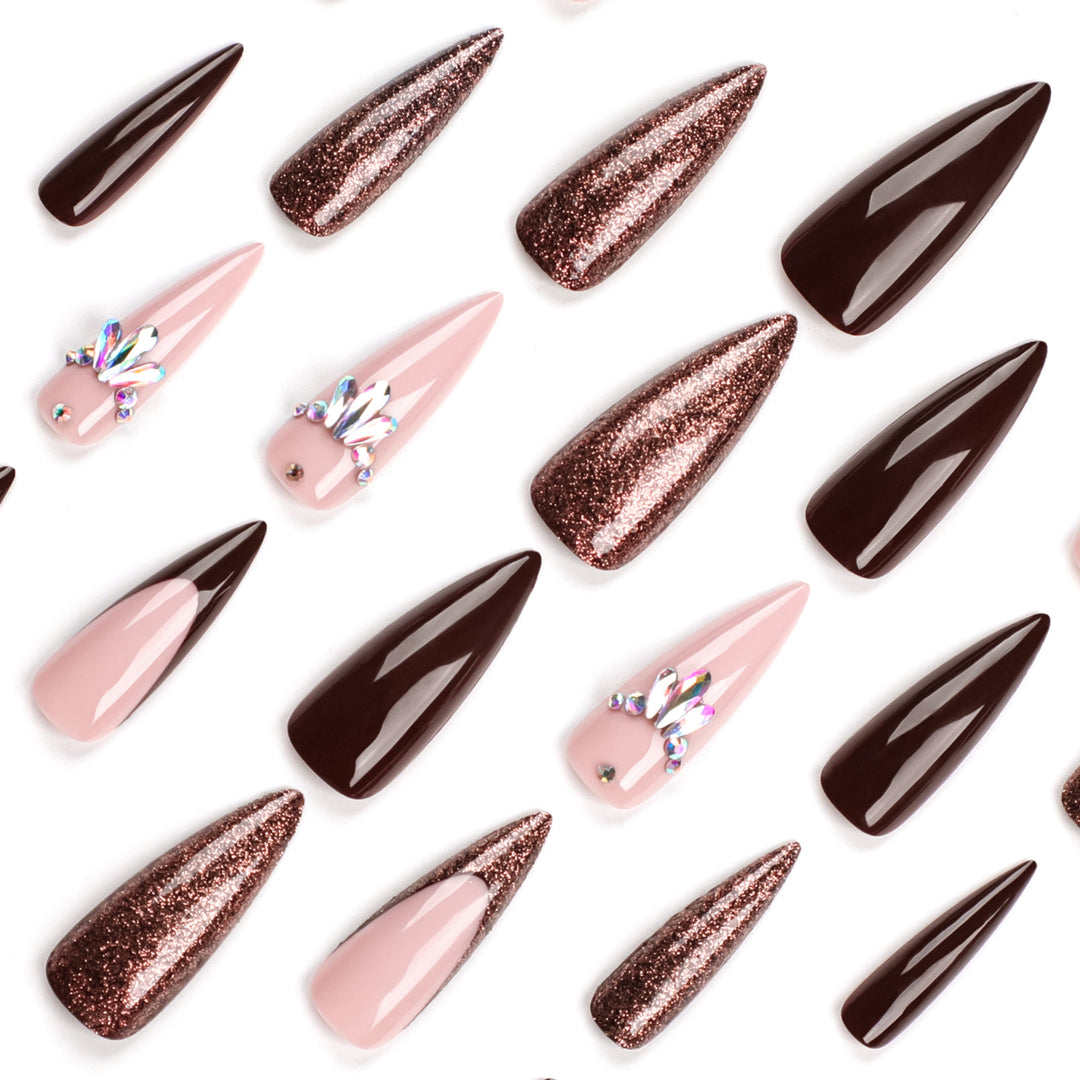 Artful Nail Extensions with Sparkling Accents Stornfield