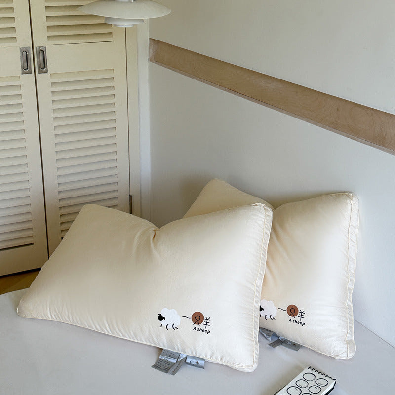 Decorative cushion with extra soft microfiber filling and sheep embroidery Stornfield