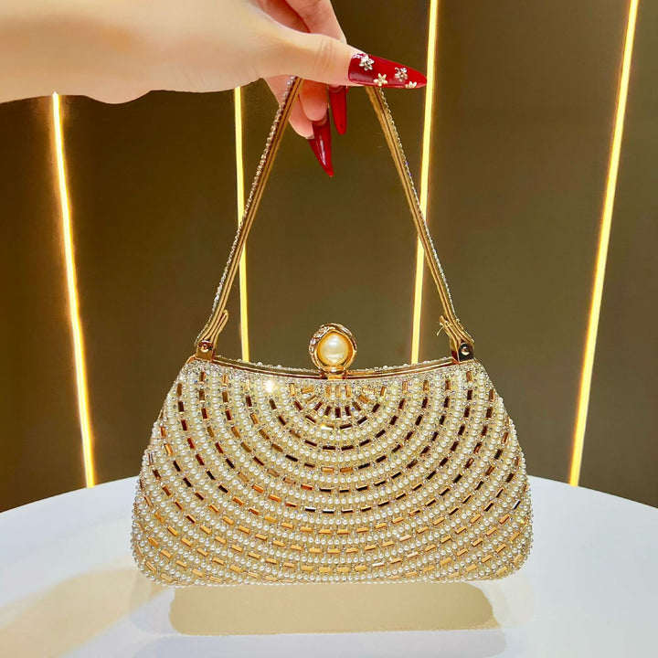 Decorative Crystal-Studded Evening Handbag